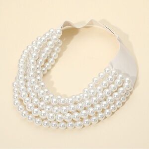 Multi Layered Pearl Beaded Collar Magnetic Necklace